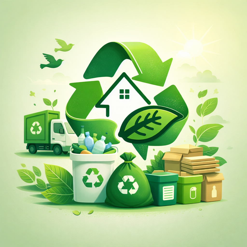 Símbolos de reciclagem e sustentabilidade representando a economia circular