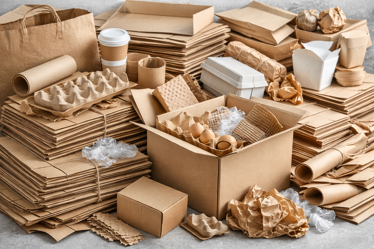 Caixas de papelão prontas para reciclagem